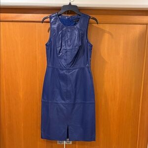 Banana Republic Navy Leather Midi Dress